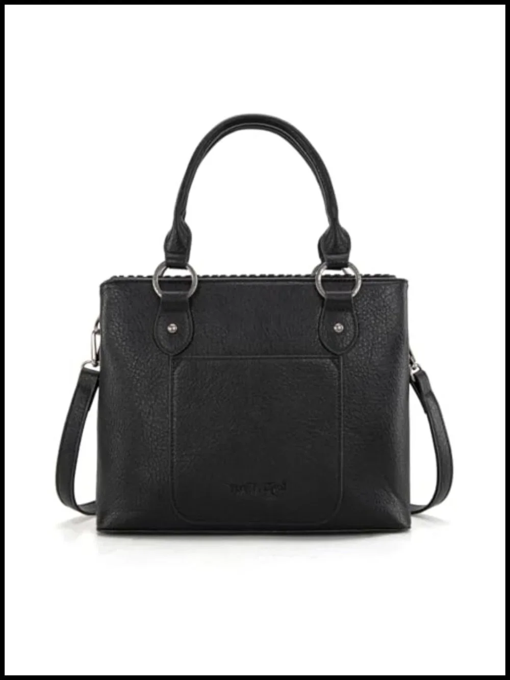 Vegan Leather Floral Tooled Concho Tote Bag with Detachable Strap and Tassels